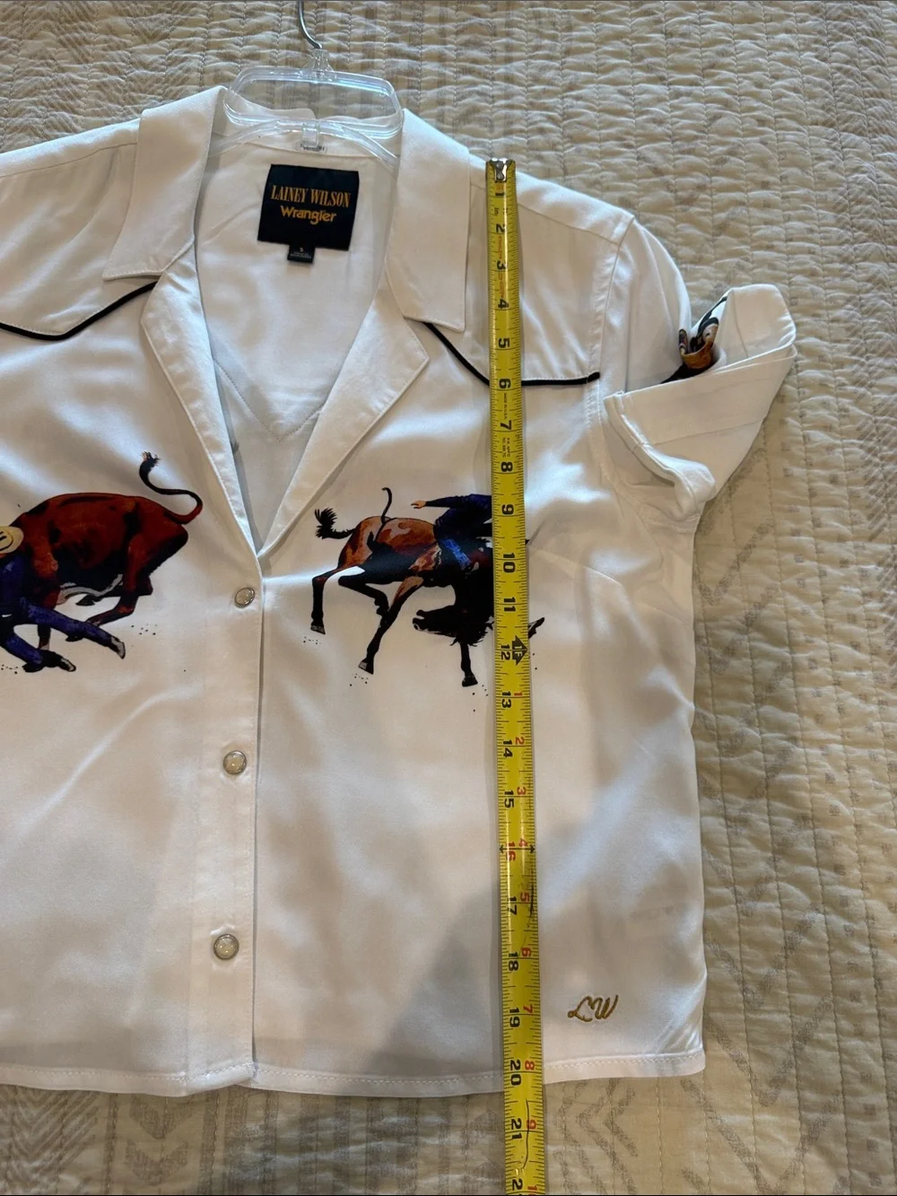 Lainey Wilson X Wrangler White Rodeo Print Snap Front Western Shirt